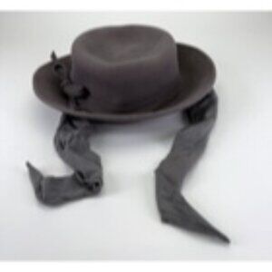 Vermont Country Store Wool Felt Cloche Hat With Soft Scarf Ties~Grey~M~EUC